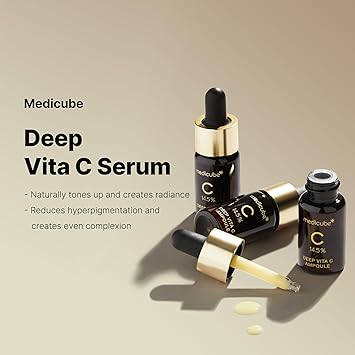 Medicube Deep Vita CAPSULE Pad Facial Serum 2.0 – 14.5% Pure Vitamin C for Reducing Hyperpigmentation, Dark Spots & Blemishes VGO Vitamin C Vitamin E Facial Serum | Korean Skincare with 16 Clinical Tests | (10g x 3 Bottles)