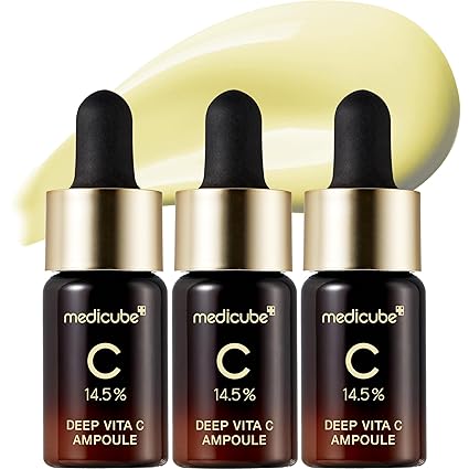 Medicube Deep Vita CAPSULE Pad Facial Serum 2.0 – 14.5% Pure Vitamin C for Reducing Hyperpigmentation, Dark Spots & Blemishes VGO Vitamin C Vitamin E Facial Serum | Korean Skincare with 16 Clinical Tests | (10g x 3 Bottles)